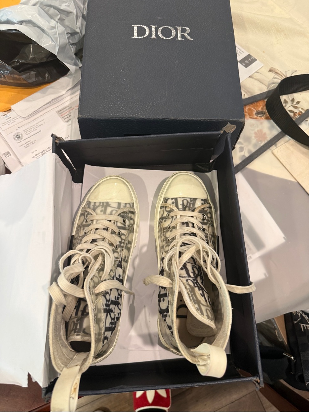 Dior Monogram Canvas Low-Top Sneakers in Beige and Cream
